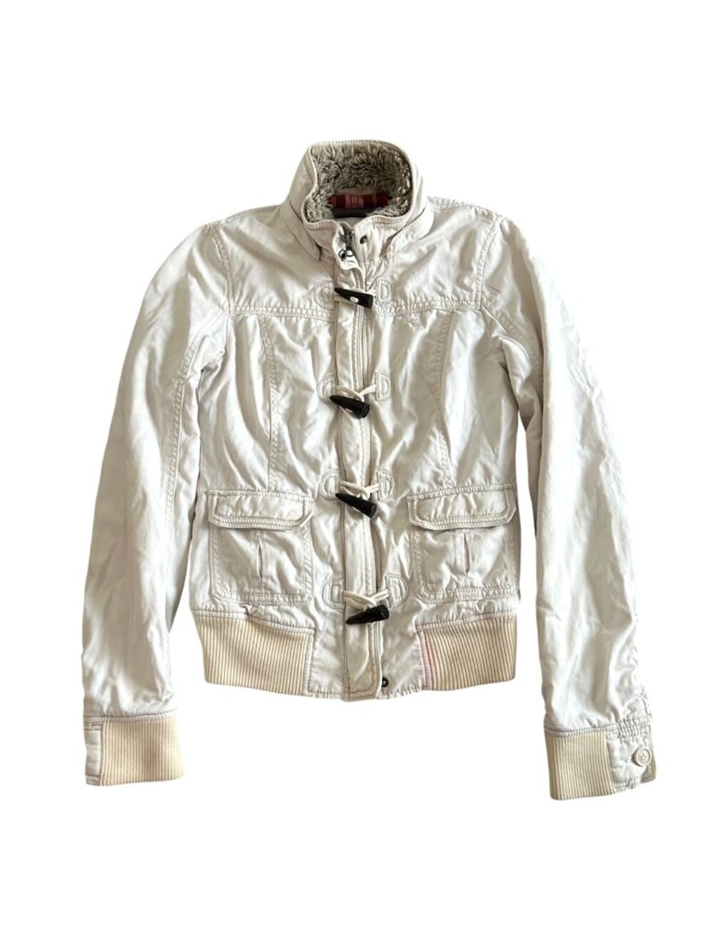 Vintage Y2K 2000s Abercrombie & Fitch Women's Sz Small Ivory Toggle Jacket